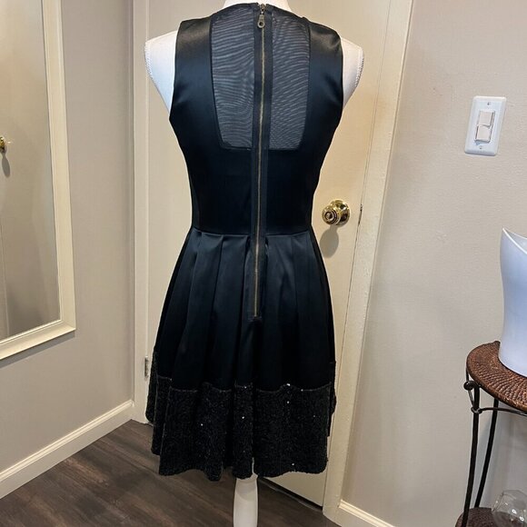 Taylor Black Fit and Flare Cocktail Dress with Sequined Bottom, Size 2 - Picture 10 of 15